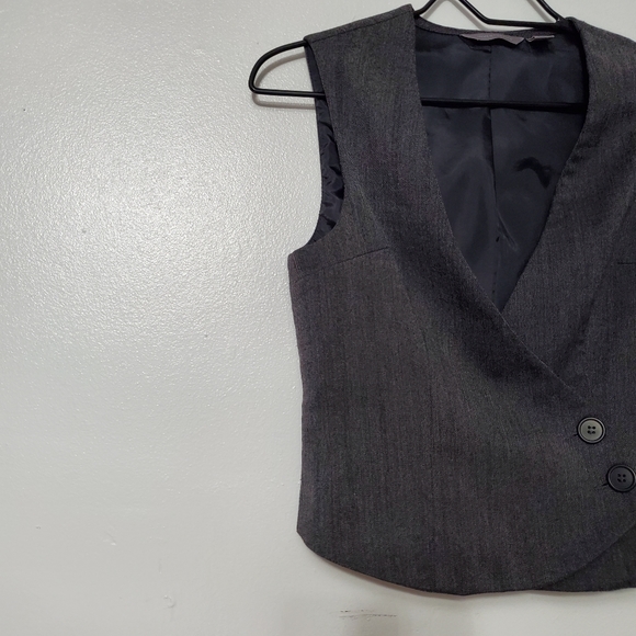 Grey Button Up Vest Men's V Neck Tailored Vest Investments Gray - Picture 6 of 11